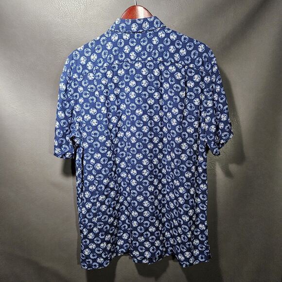 Tori Richard Shirt Mens Large Geometric Y2K Button Front Short Sleeve Space Vtg - Picture 8 of 9